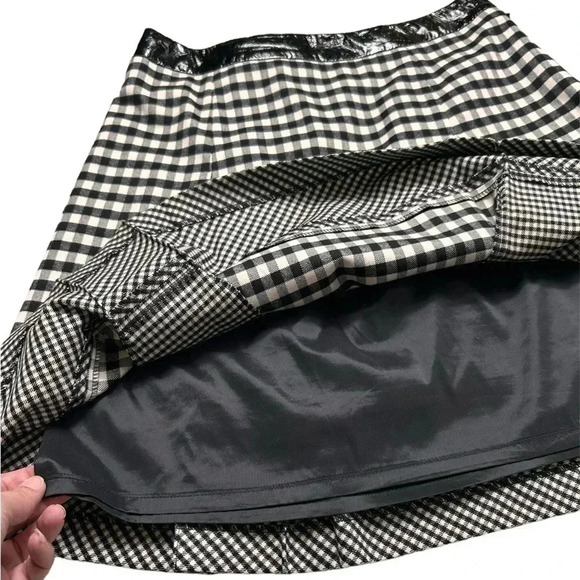 Tristan checkered flared skirt, pleather waistband  detail, Medium - Picture 6 of 7